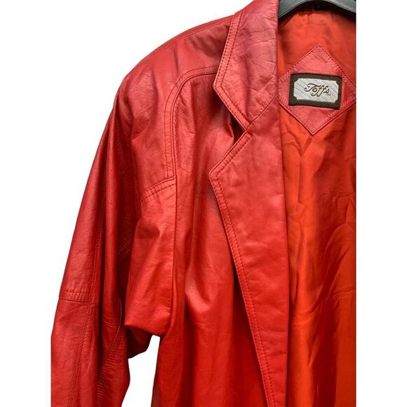 Vintage Toff's Red Leather Jacket SZ M/‎ 39 - Picture 4 of 13